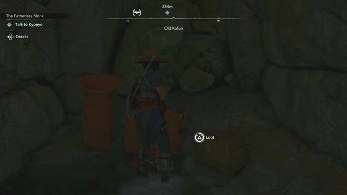 Naoe looting a chest inside the Old Kofun in Assassin’s Creed Shadows.