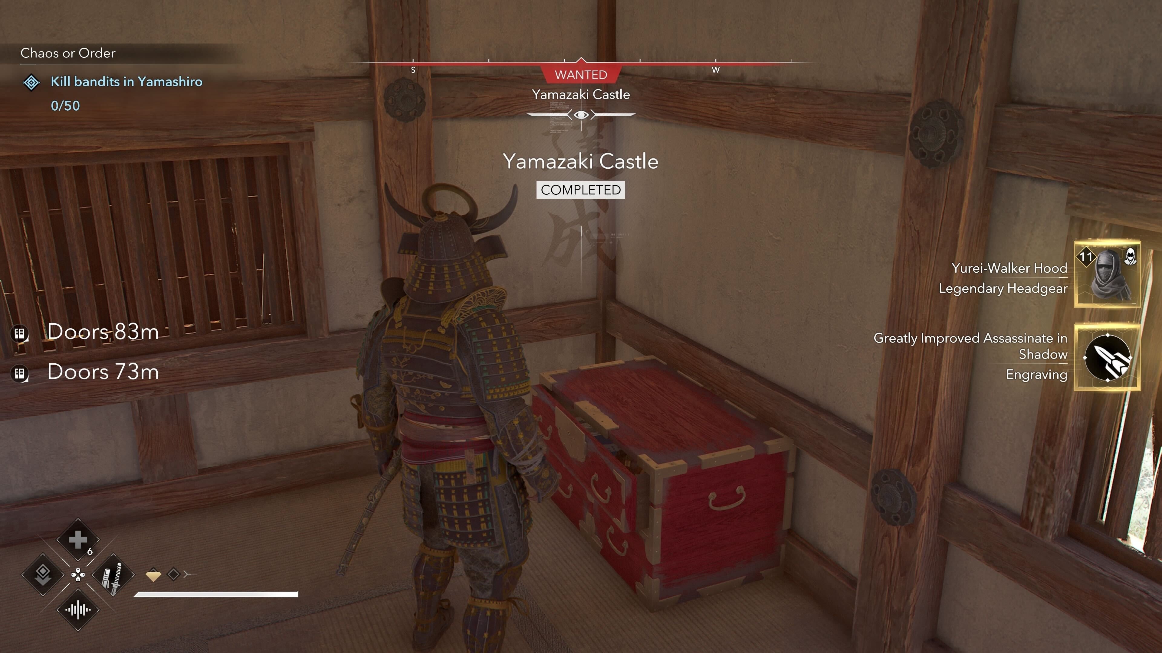 Yasuke opening the Legendary Chest at Yamazaki Castle in Assassin&rsquo;s Creed Shadows.