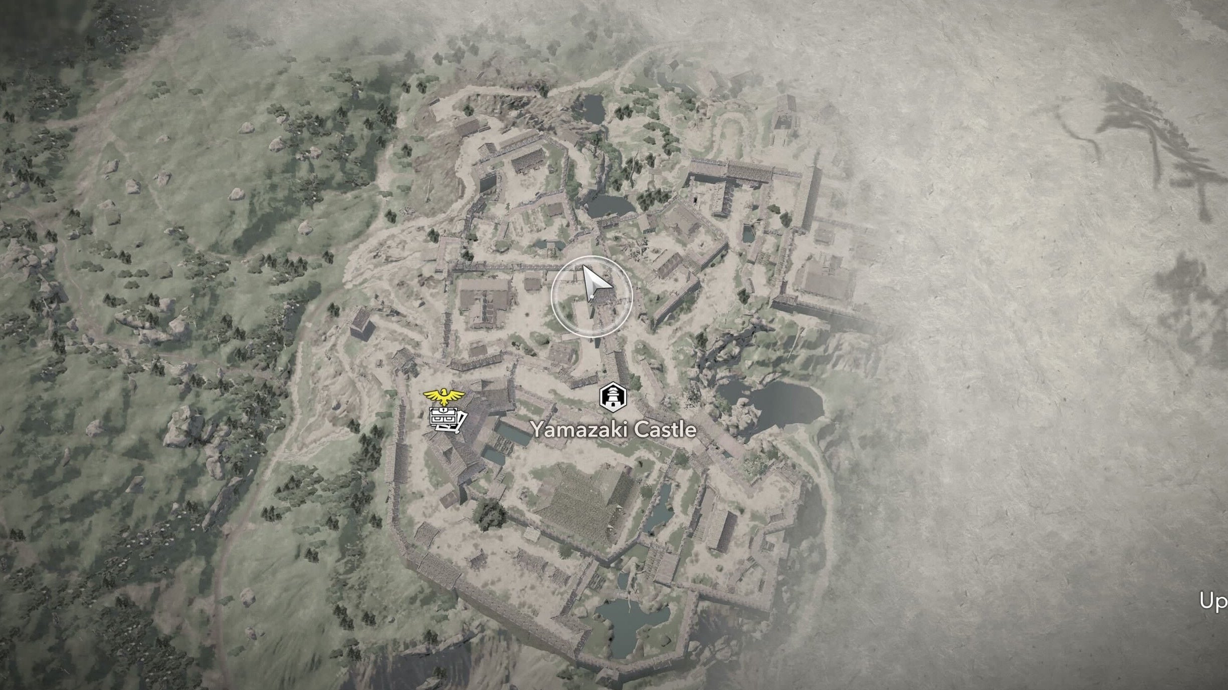 Map view of an alarm location at Yamazaki Castle in Assassin&rsquo;s Creed Shadows.