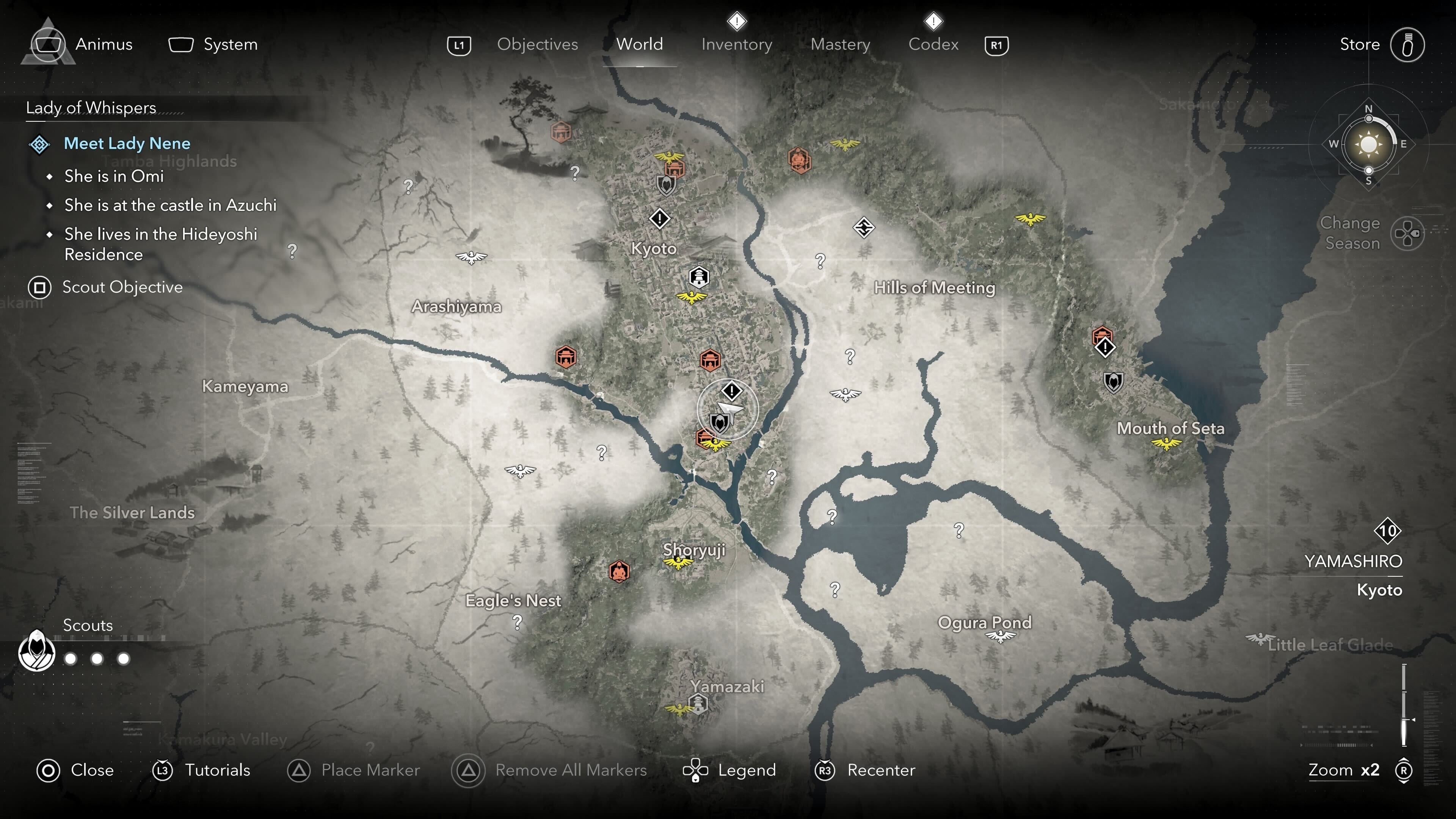 Map view of an Ornament Vendor&rsquo;s location who sells a tea bowl in Assassin&rsquo;s Creed Shadows.