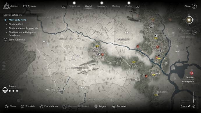 Map view of an Ornament Vendor’s location who sells a tea bowl in Assassin’s Creed Shadows.