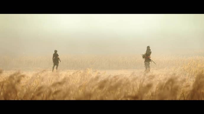 Assassin’s Creed Shadows screenshot showing Yasuke and Naoe in a wheat field.
