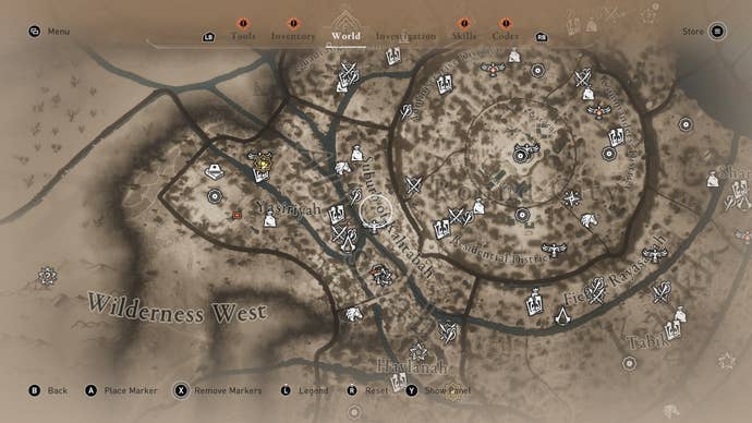 A map showing where to find the Delight by the Dome enigma in Assassin's Creed Mirage
