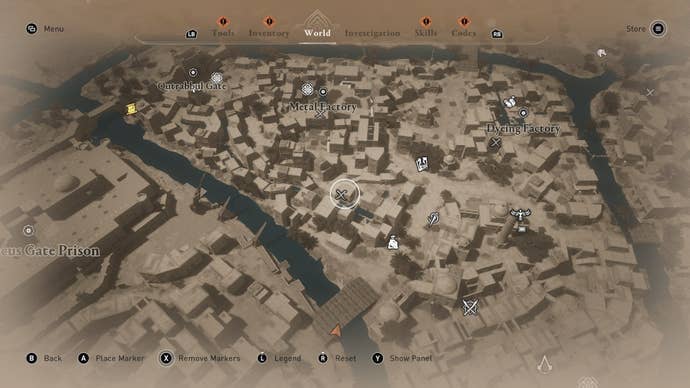 A map showing where to find the Left Behind enigma in Assassin's Creed Mirage