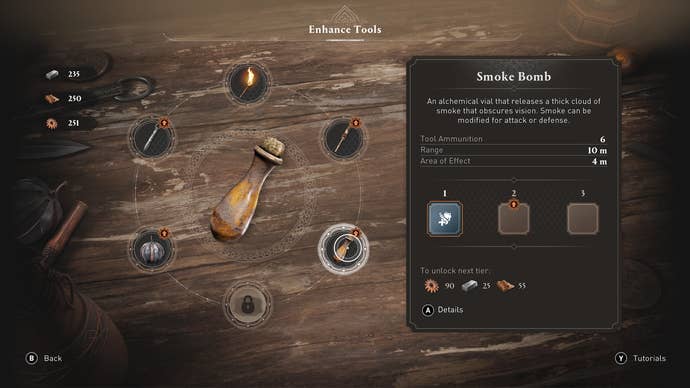 The tools menu in Assassin's Creed Mirage