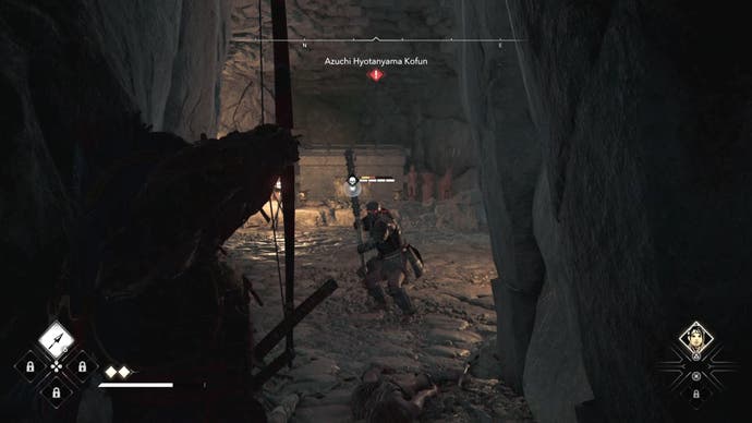 Yasuke targeting his bow to an enemy in the shadows of assassin belief.