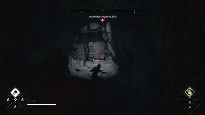 Yasuke targeting his bow on a red pot behind an enemy in the shadows of assassin belief.