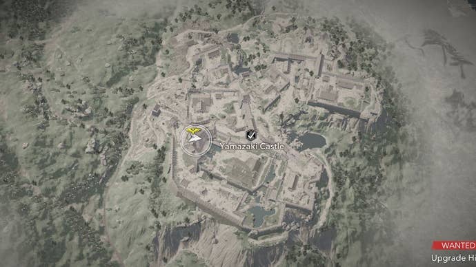 Map view of the Legendary Chest location at Yamazaki Castle in Assassin's Creed Shadows.