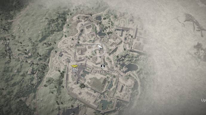 Map view of an alarm location at Yamazaki Castle in Assassin's Creed Shadows.