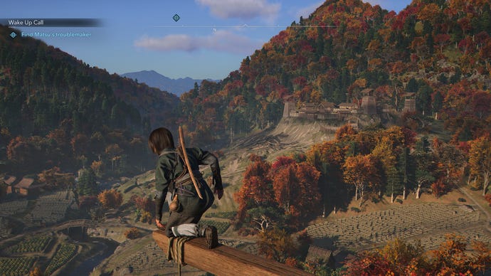 Naoe looks retired upon a lush vale successful Assassin's Creed Shadows.
