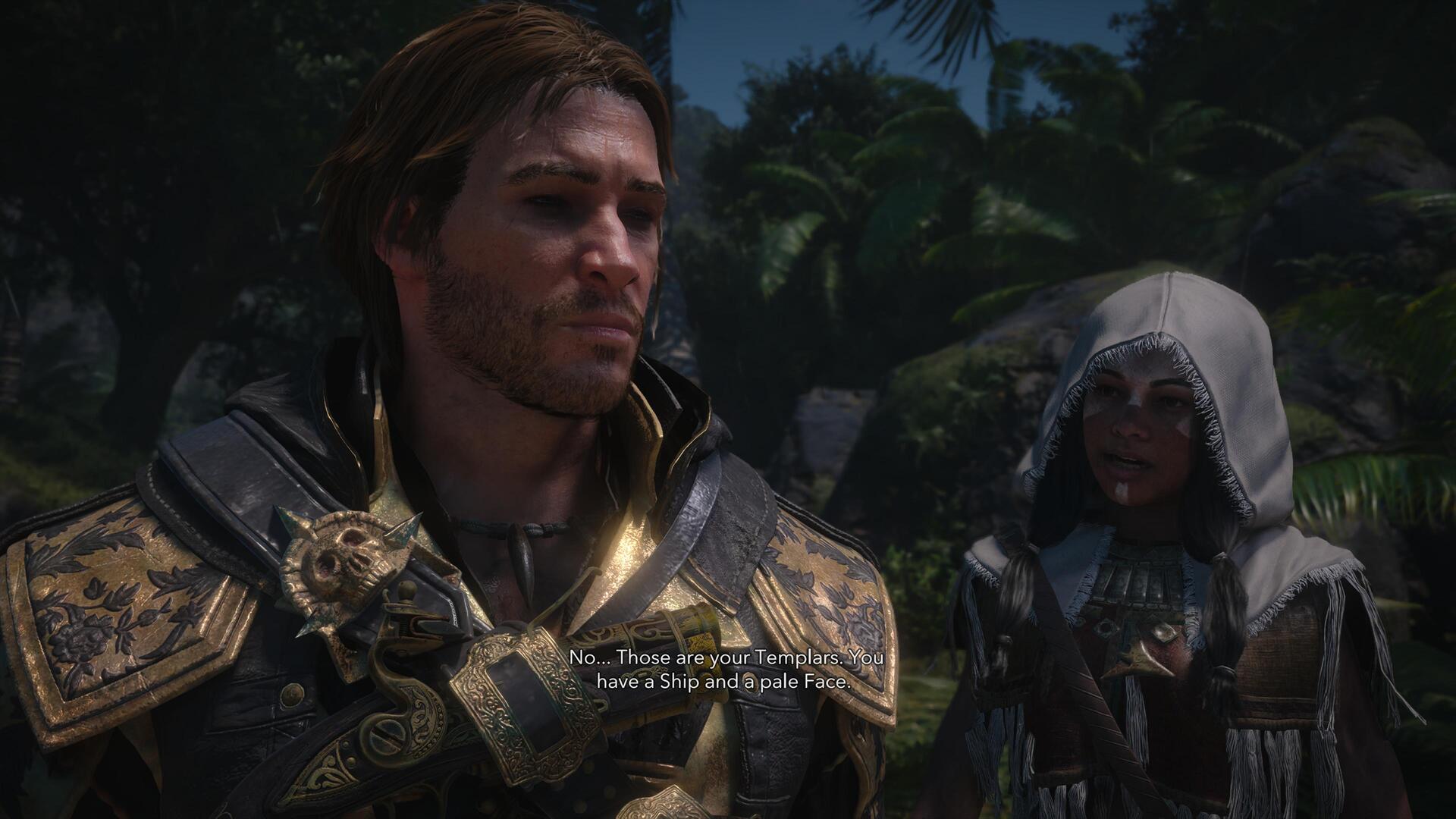 Edward is shown speaking to Opia Apito in Assassin's Creed Black Flag Resynced.