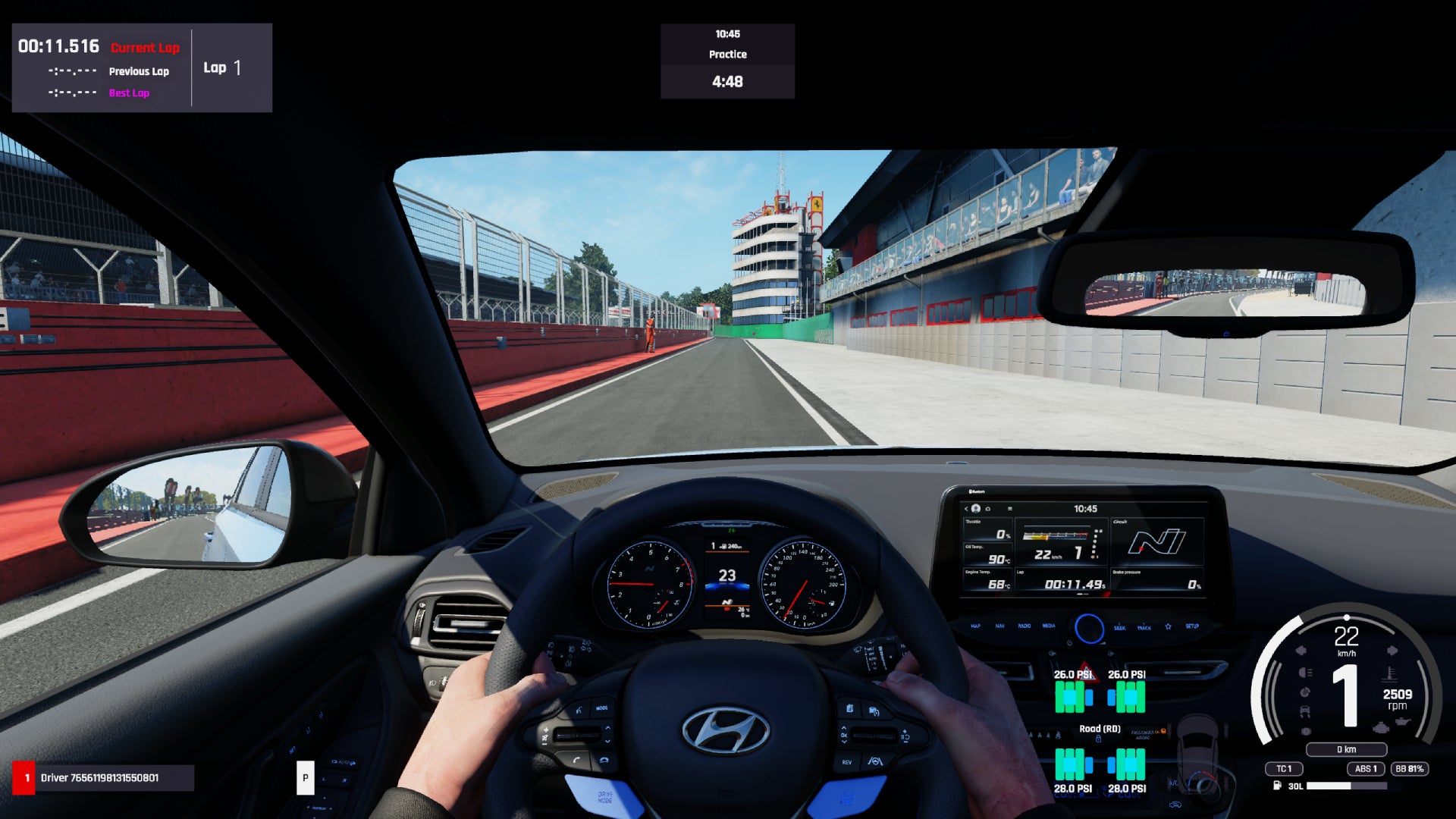 The interior of a Hyundai as it leaves the pits in Assetto Corsa EVO. - 5