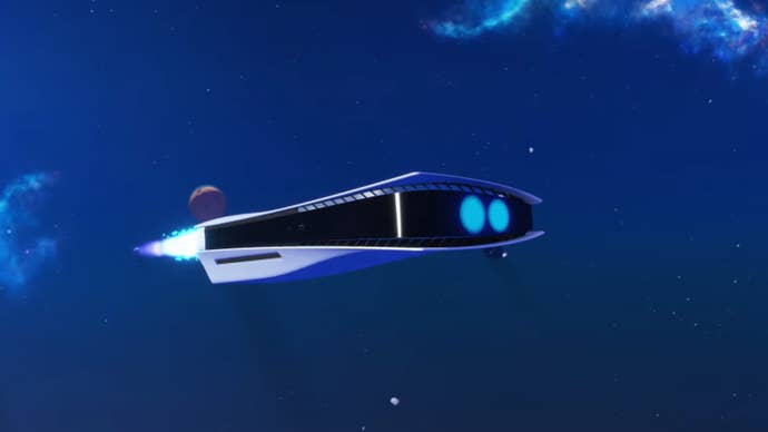 Astro Bot’s PS5 ship flying through space