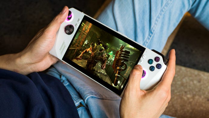 Warhammer 40,000: Darktide being played on an Asus ROG Ally.