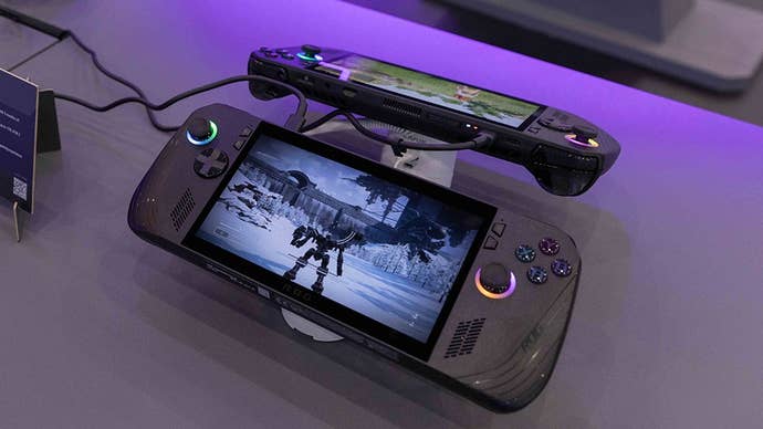 The Asus ROG Ally X, on the show floor at Computex 2024.