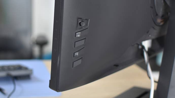 The rear button controls on the Asus ROG Strix XG27UGC multi-mode monitor.