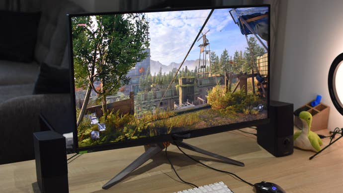 A Asus ROG Swift PG32UQX gaming monitor running Dying Light 2.