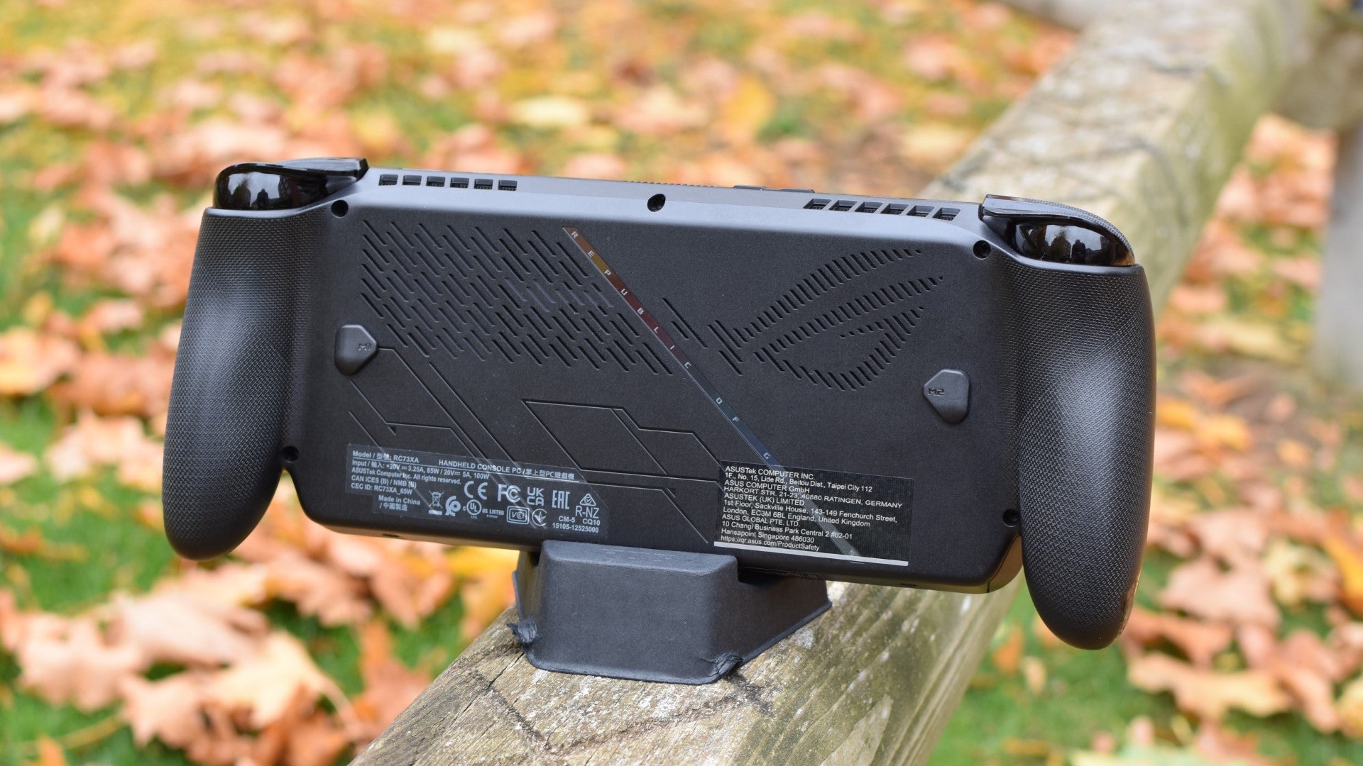 A rear view of the Xbox ROG Ally X.