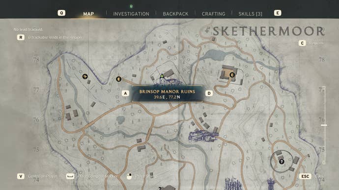 The location of Brinsop Manor Ruins, where Ilya is hiding, is marked on the Skethermoor map in Atomfall