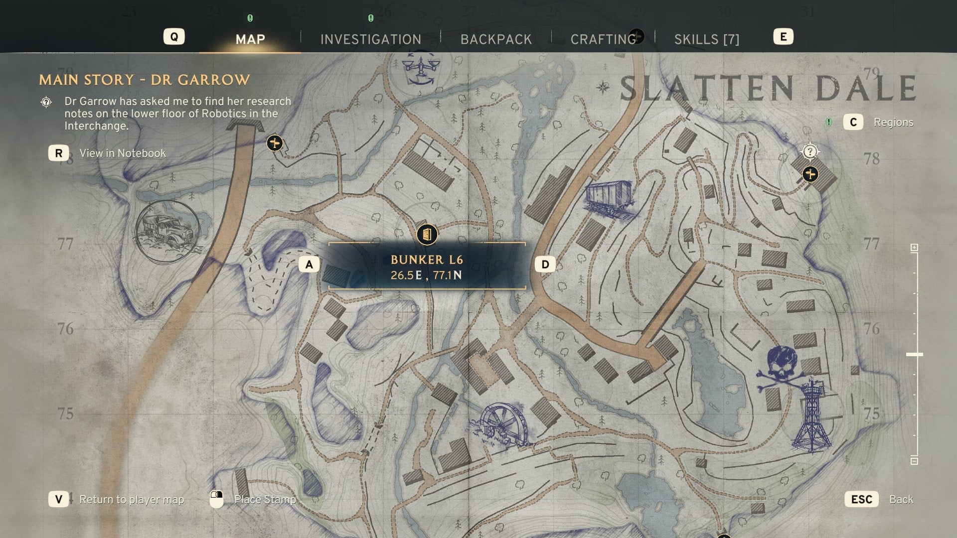 The location of Bunker L6 is marked on the Slatten Dale map in Atomfall - 4