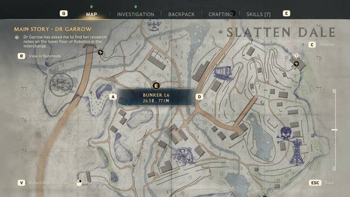 The location of Bunker L6 is marked on the Slatten Dale map in Atomfall