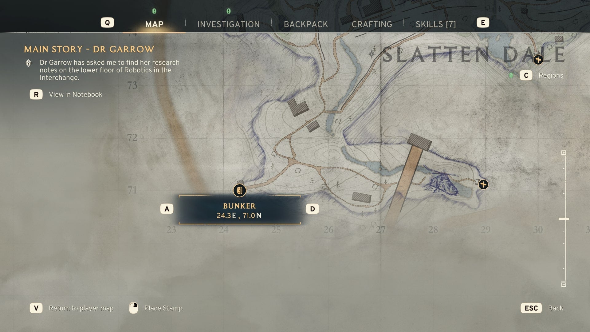 The location of Bunker L8 is marked on the Slatten Dale map in Atomfall - 3