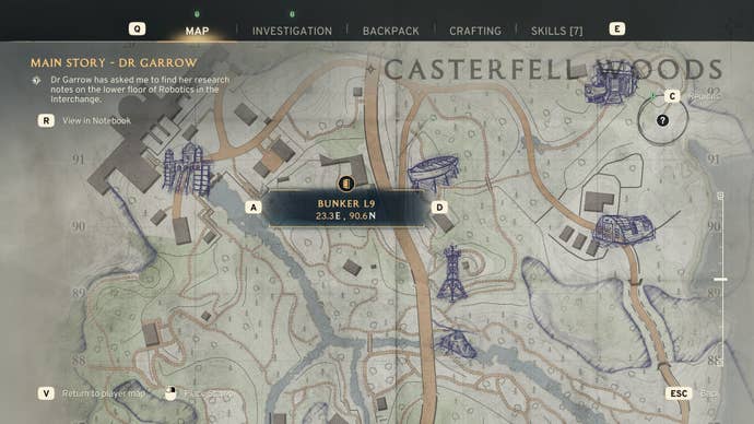 The location of Bunker L9 is marked on the Casterfell Woods map in Atomfall