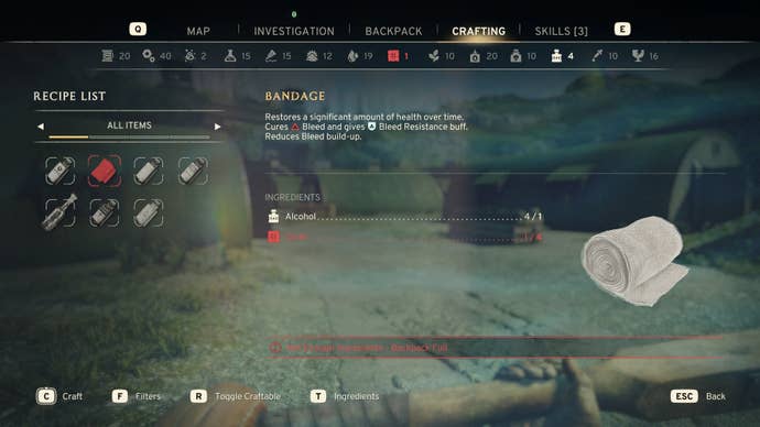 The craft menu is shown in Atomfall