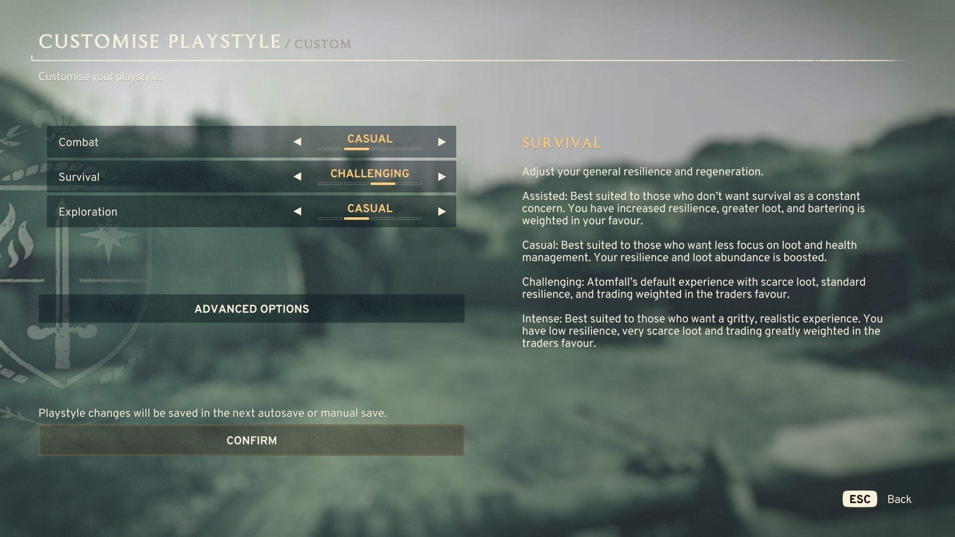 The range of difficulty settings are shown in Atomfall - 3