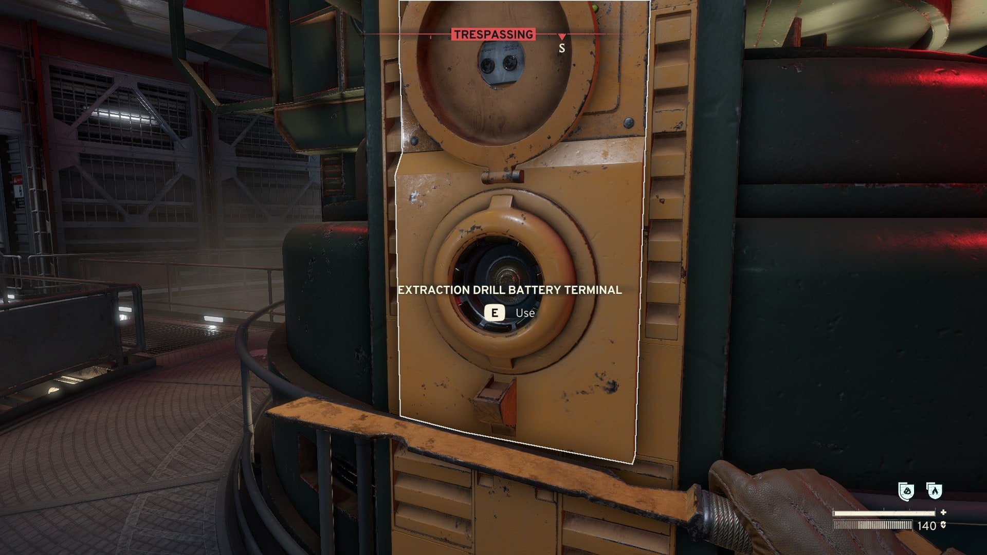 The player looks at the Extraction Drill Battery Terminal in Atomfall - 9