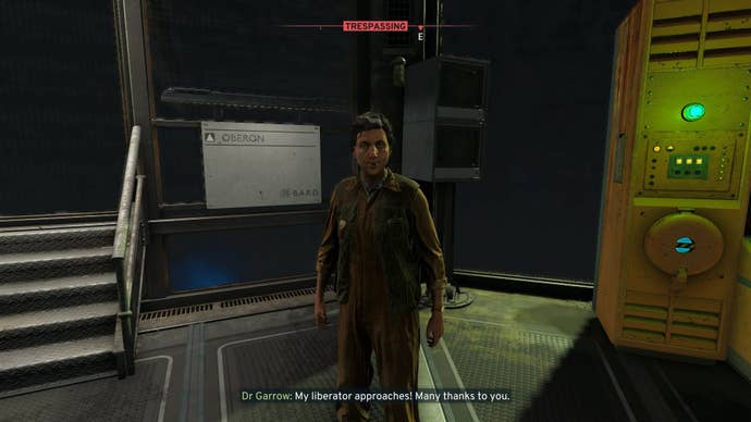 The player speaks to Dr Garrows in the Central Processor of the Interchange in Atomfall