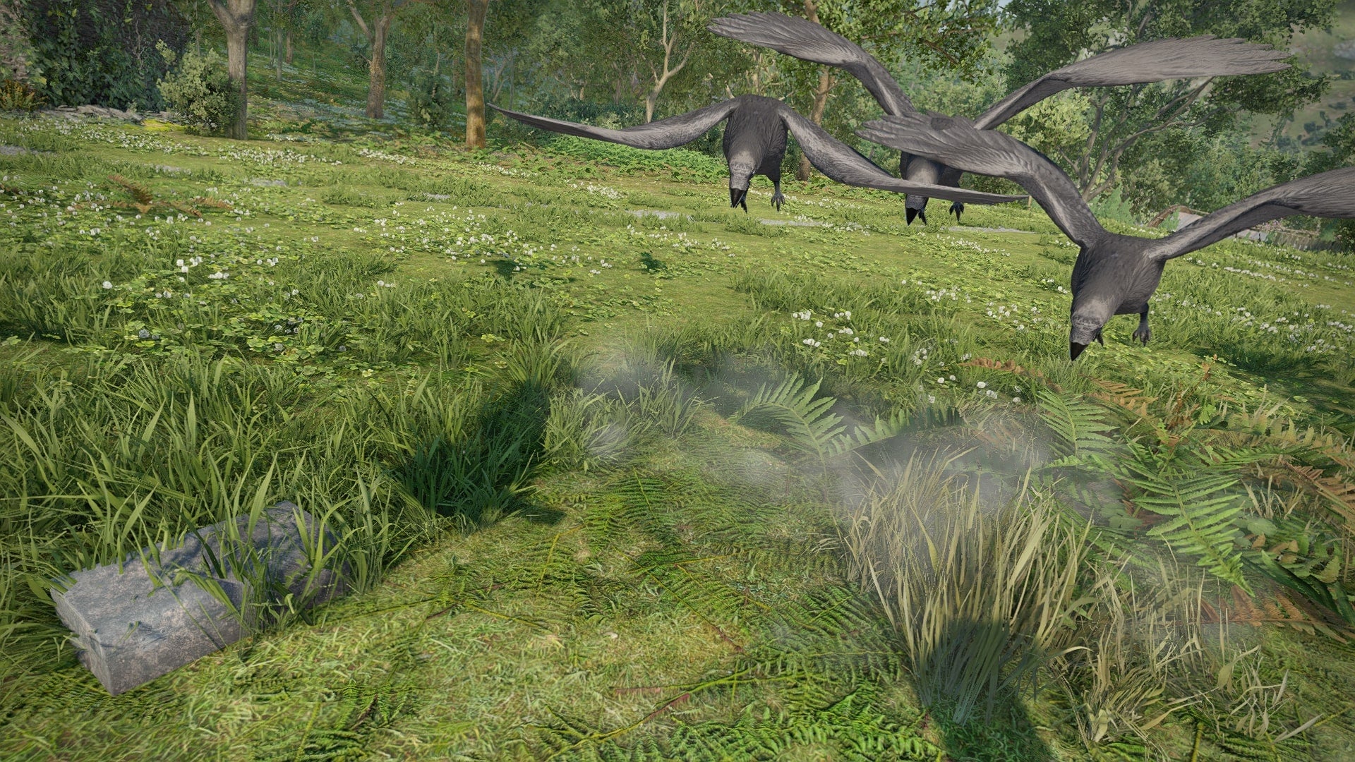 The player looks at Ilya&rsquo;s Cache while being attacked by ravens in Atomfall