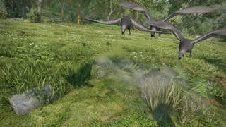 The player looks at Ilya's Cache while being attacked by ravens in Atomfall