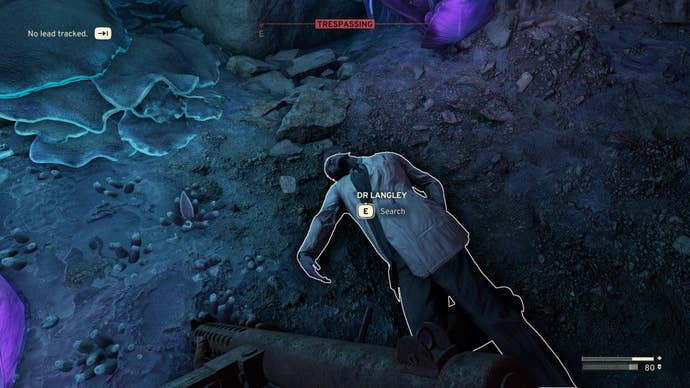 The player loots Dr Langley’s corpse in the Medical Tunnels in Atomfall