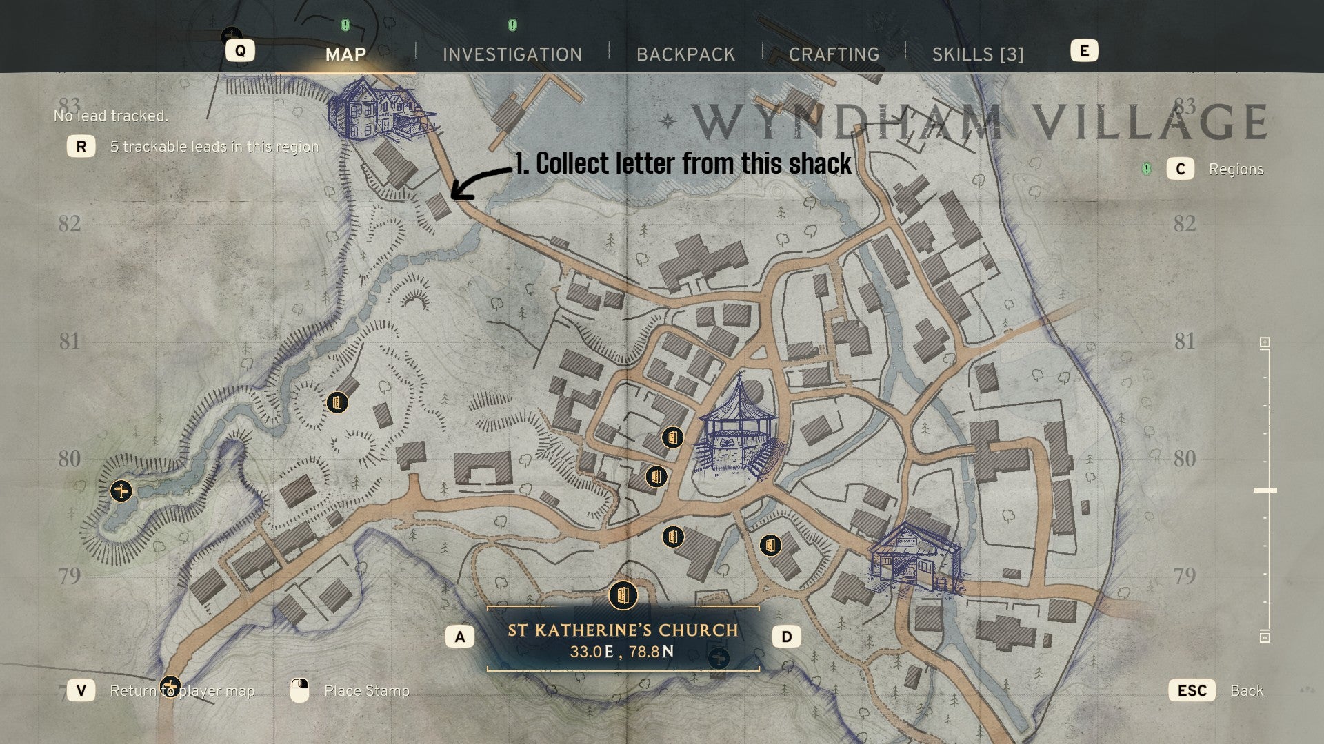 The location of a small shack near Mereview Hotel, which contains a note, is marked on the Wyndham Village map in Atomfall - 3