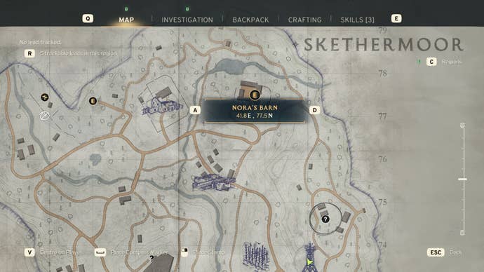 The location of Nora’s Barn is marked on the Skethermoor map in Atomfall