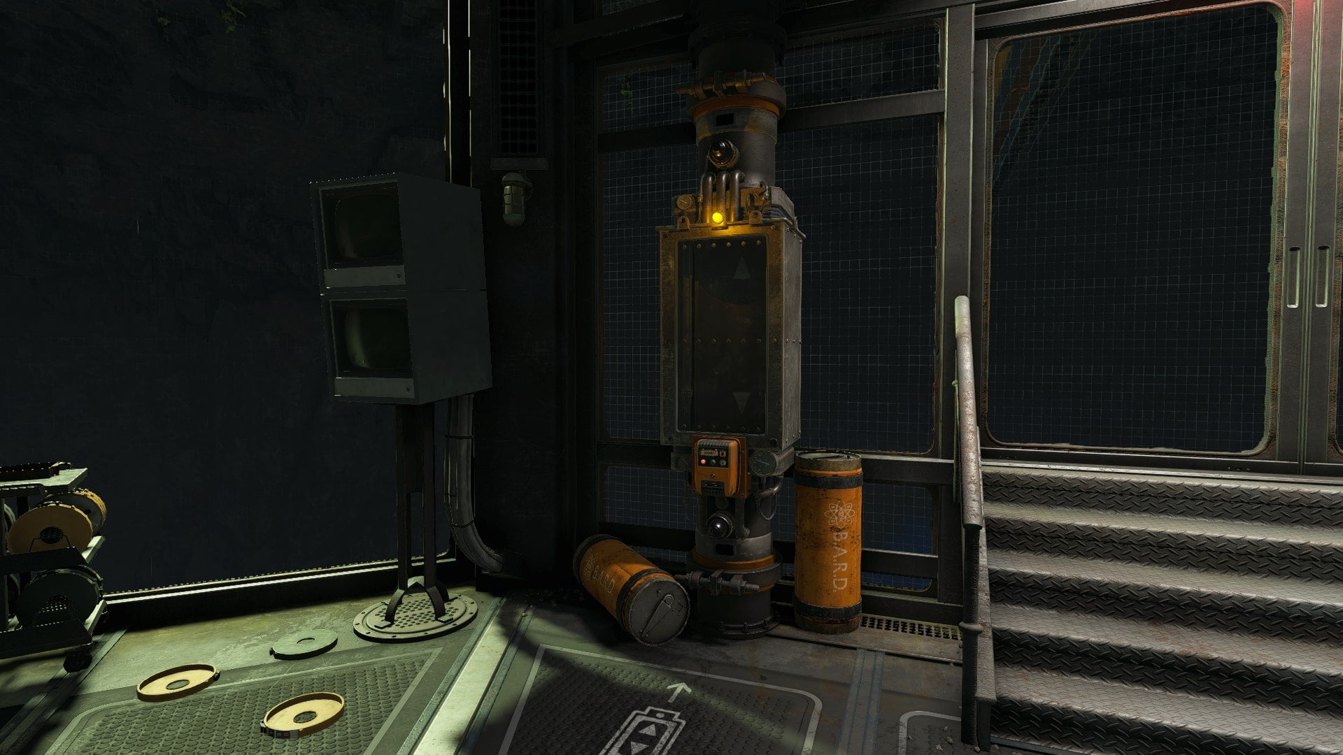 The player looks at a Pneumatic Dispatch Tube inside of the Interchange in Atomfall - 1