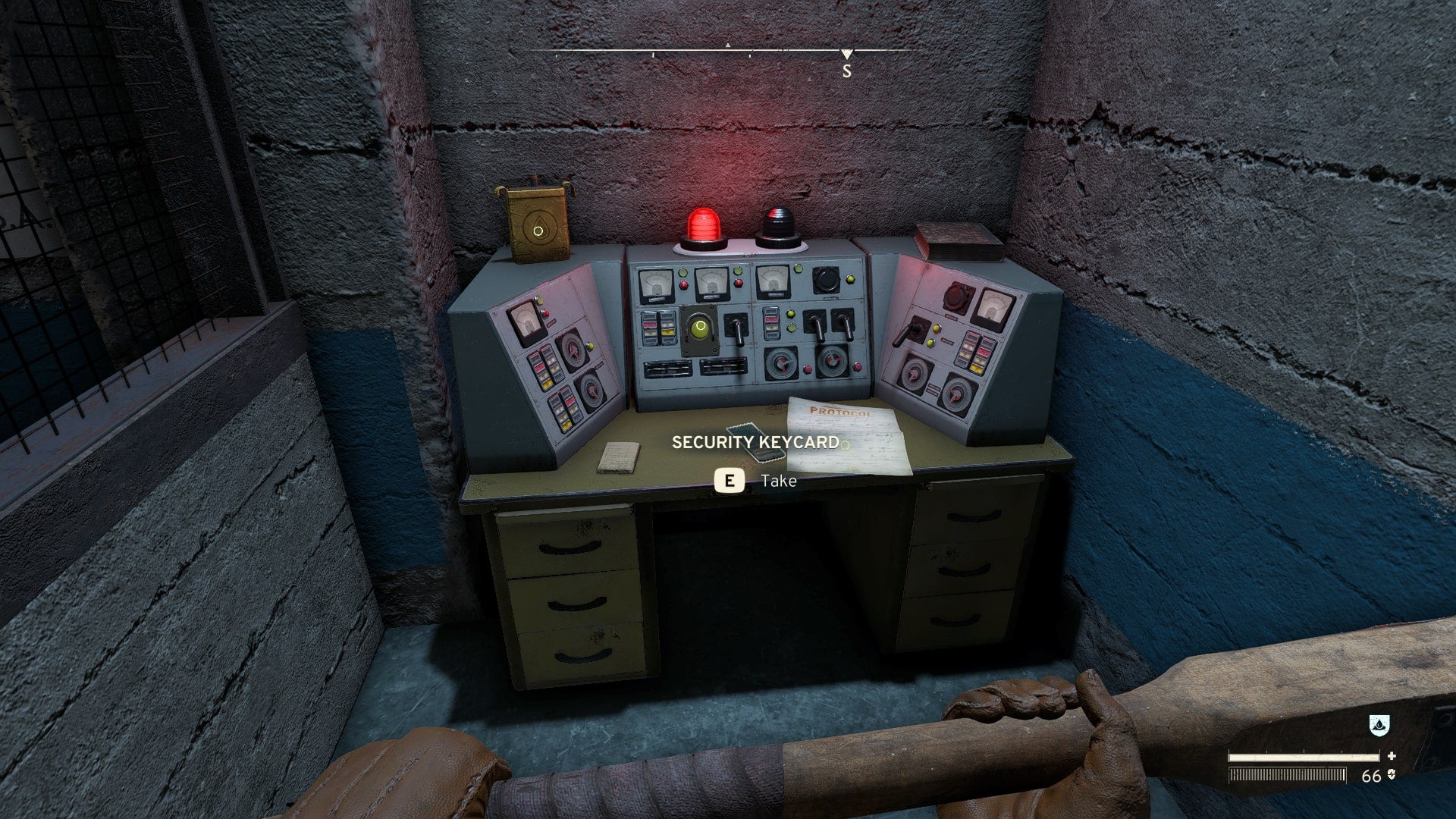 The player looks at a control panel inside of Skethermoor Prison, where the Security Keycard and some notes on Dr Garrows can be collected in Atomfall - 5