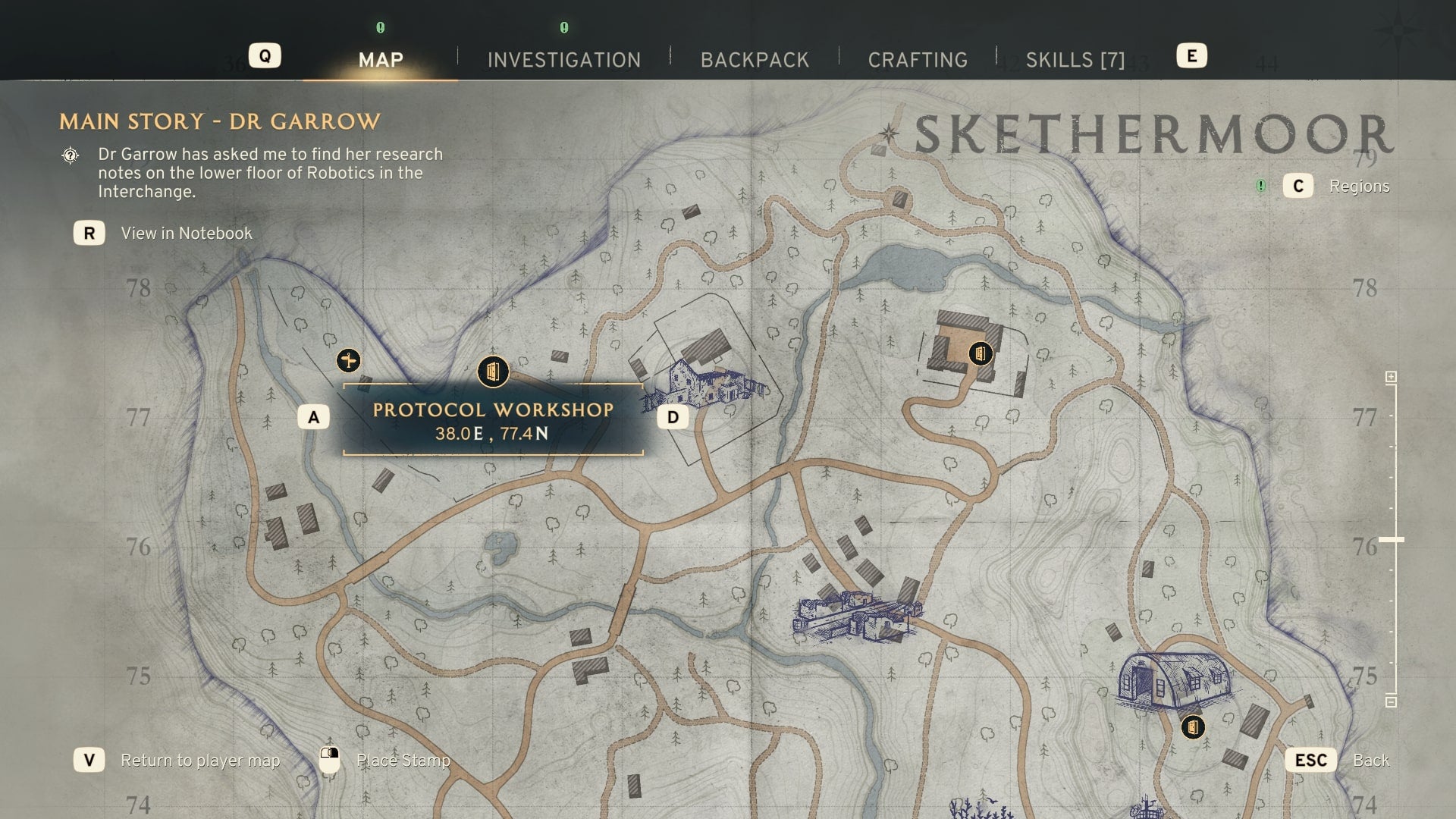 The location of the Protocol Workshop is marked on the Skethermoor map in Atomfall - 8