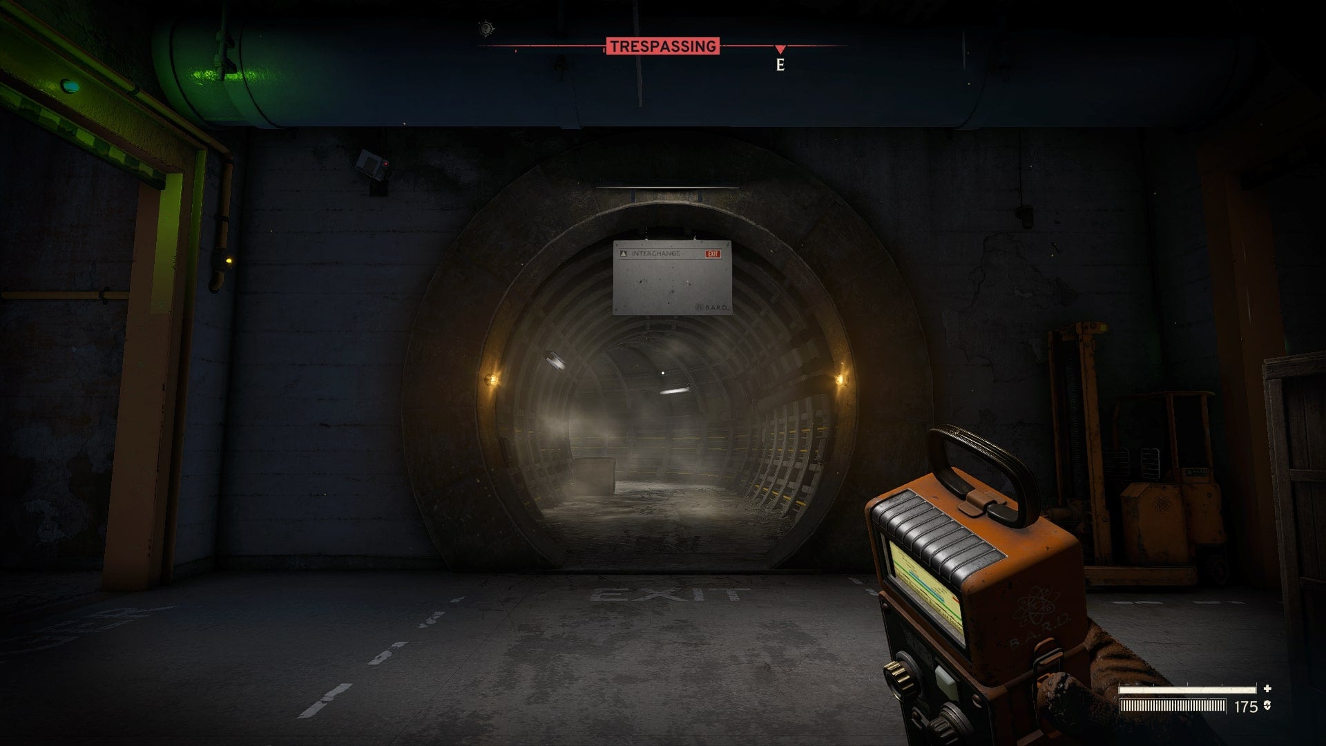The player faces a tunnel that leads from the Robotics lower level and back into the Interchange in Atomfall - 6