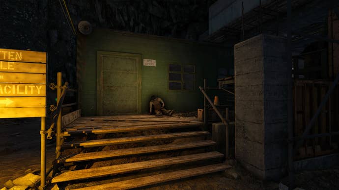The player looks at the Site Office inside of the Interchange in Atomfall