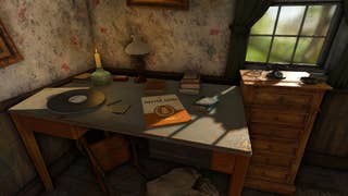 The player looks at the Consumables Manual inside of the Bakery Bedroom (Wyndham Village) in Atomfall