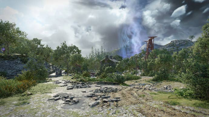 The player looks towards Windscale Plant from Slatten Dale in Atomfall