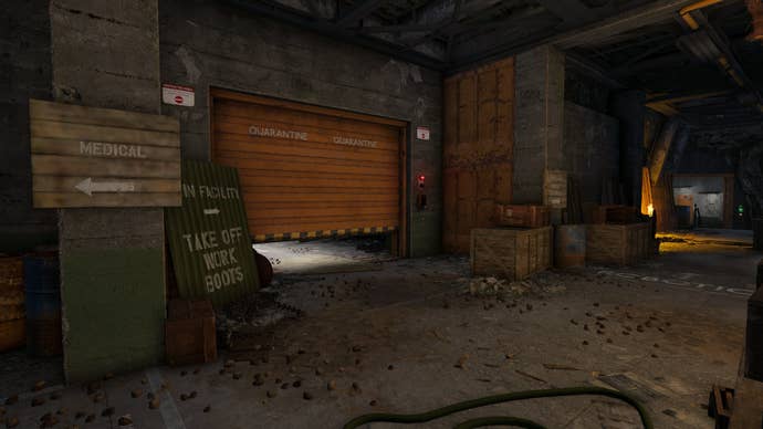 The player approaches the entrance to the Central Processor of the Interchange - coming from Slatten Dale - in Atomfall