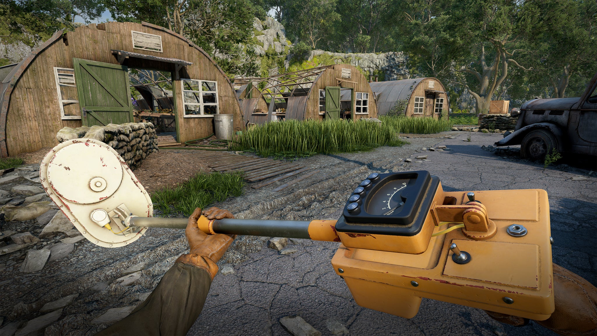 The player wielding a metal dector in Atomfall. - 4