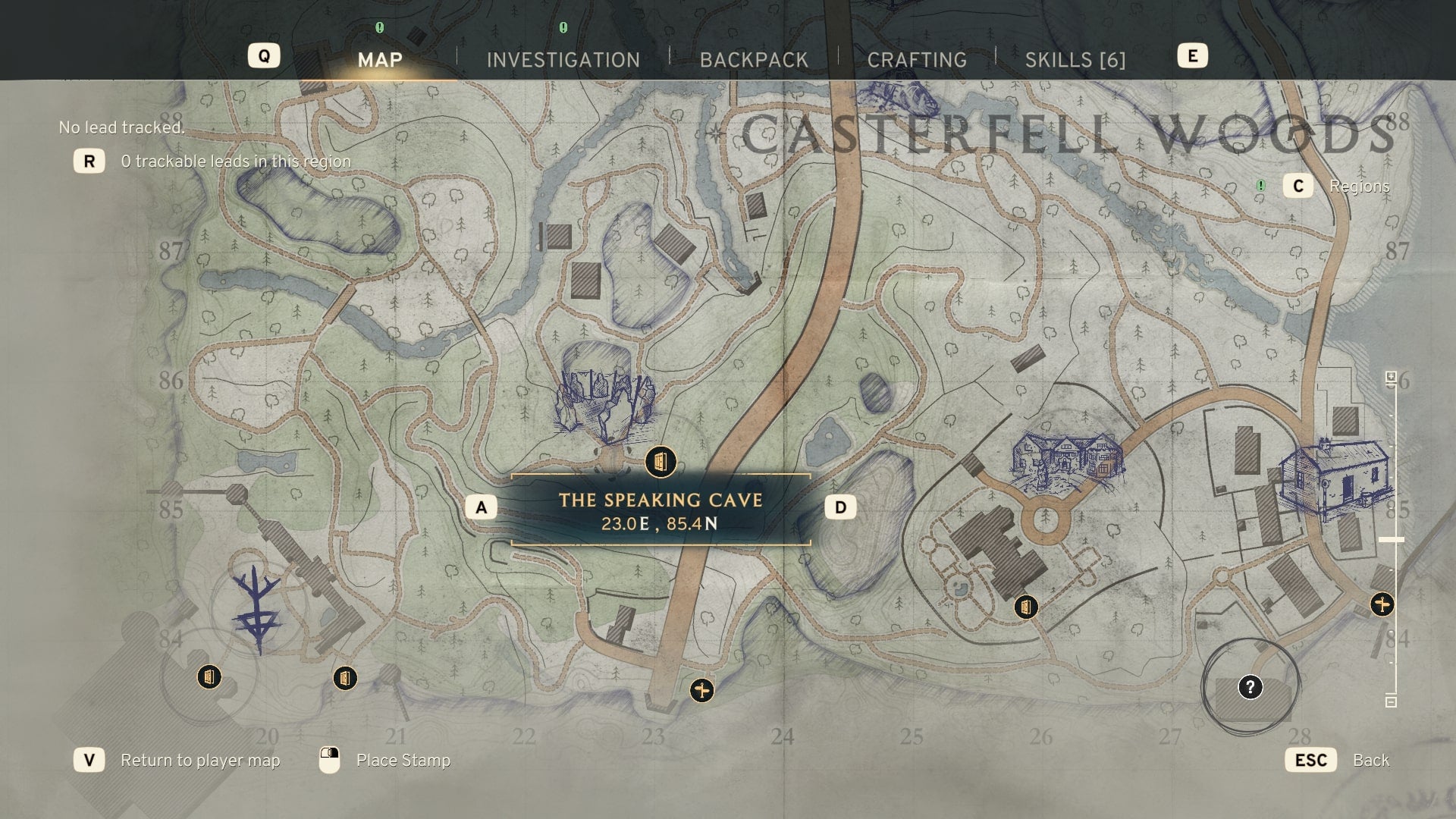 The location of the Speaking Cave is shown on the Casterfell Woods map in Atomfall - 6