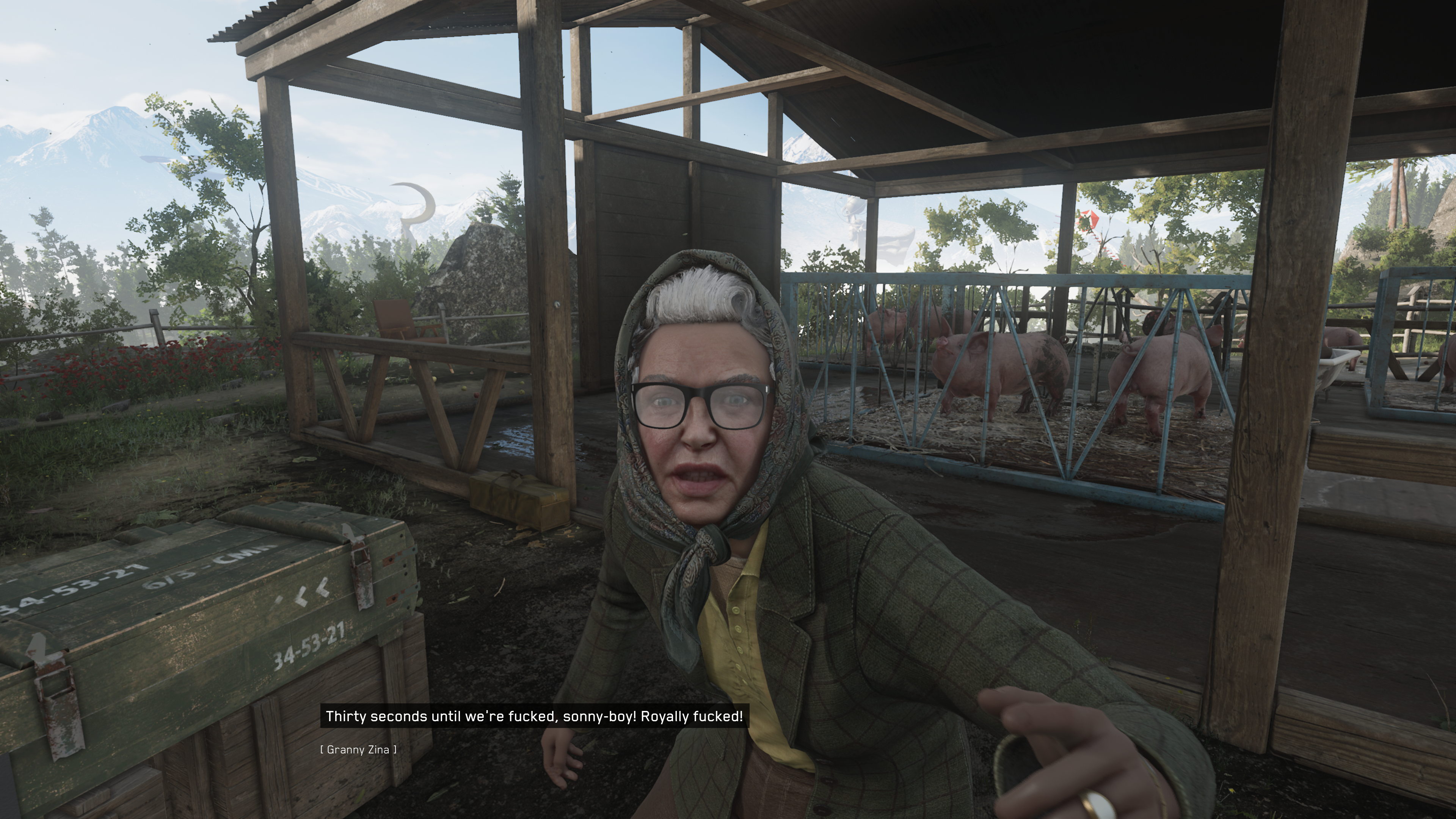 Atomic Heart review - a strange granny tells you to take cover with hurried sweariness