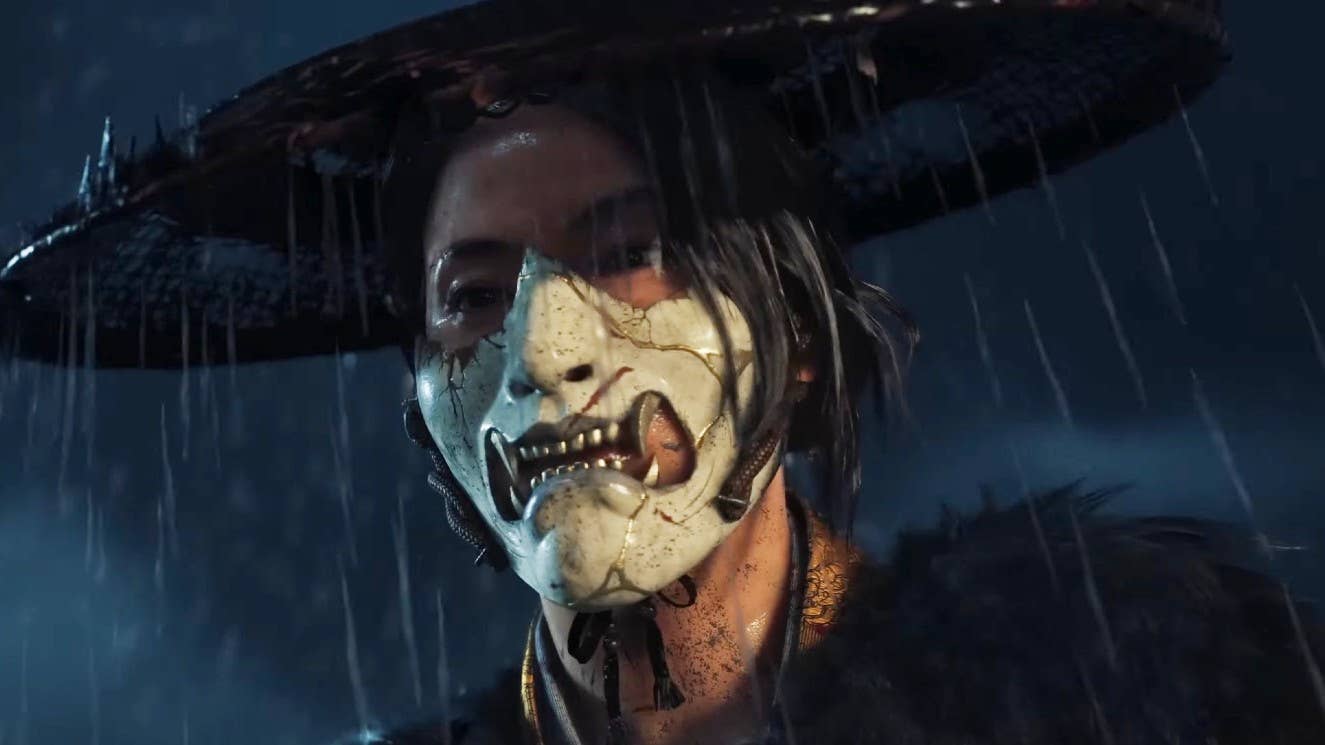 Atsu from Ghost of Yotei in the rain