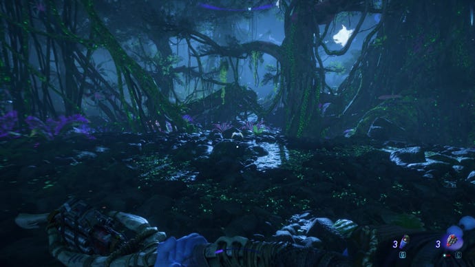 A night time forest scene in Avatar: Frontiers Of Pandora