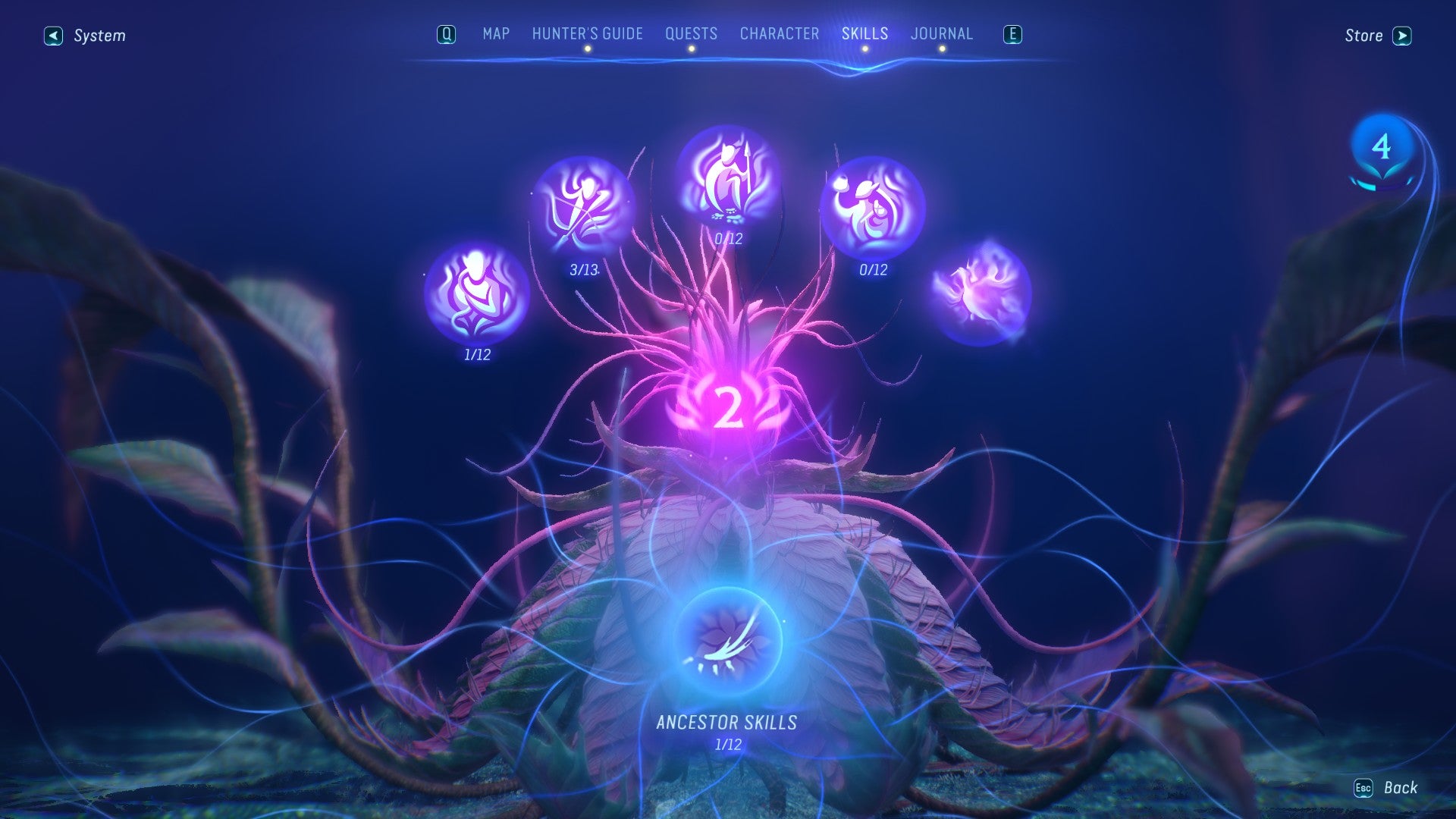 The skill tree menu in Avatar: Frontiers of Pandora.